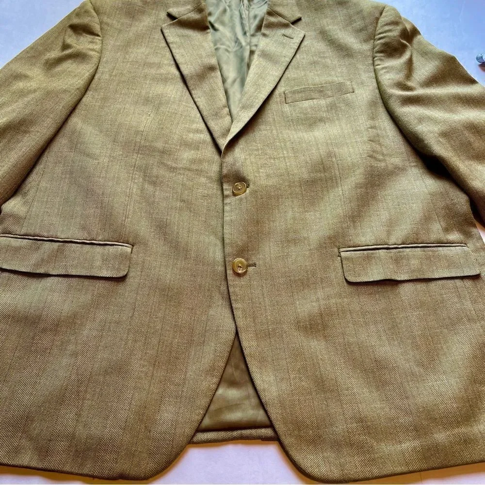 Lauren by Ralph Lauren Men's Sport Coat Camel w/lt blue pinstripe Size 48R